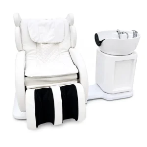 Luxury White Electric Recliner Rotatable Massage Salon Chair with a Basin for Washing Hair