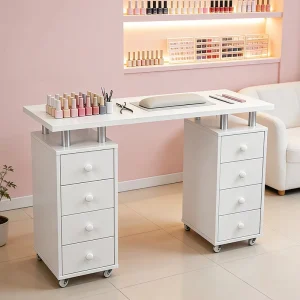 Luxury White Nail Salon Furniture Nail Table for Nails Salon Manicure Workstation