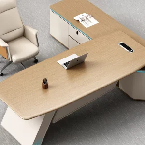 Luxury Wooden Executive Office Desk with Storage Cabinet Modern Design Modular Features Durable Construction Easy Assembly