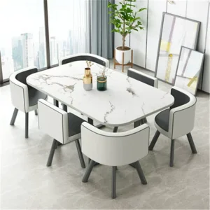 Luxury Wooden Modern Full Wood Metal Dining Table Set 6 Seater Tables with Chair Living Room Restaurant Furniture Sets Chairs