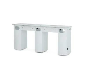 Luxury Wooden Movable Double Manicure Nail Table Station With Exhaust Fan