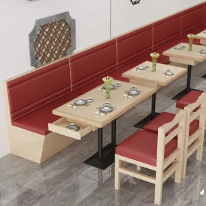 Luxury Wooden Rectangular Restaurant Table and Chair Stainless Steel Modern Design for Coffee Shop Hotel Use Durable Furniture