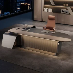 Luxury Workshop Executive Desk Modern Minimalist Design PVC Material Drawers Durable Build Office Furniture for Commercial