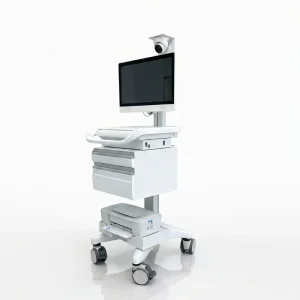 M6 Mobile Medical Computer Cart Plastic Construction Hospital Nursing Equipment 200 lb Load Capacity Lockable Drawers