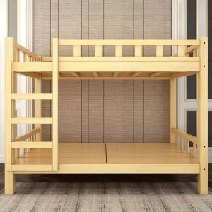 MD-SRC08 Sturdy Solid Pine Wood Nordic Style Bunk Bed with Storage Two-Tier Sleeping Solution for Dormitory Family Bedroom