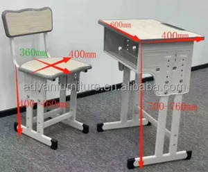 MDF Inspired High Quality Adjustable Double or Single School Desk and Chair Set Ergonomic Furniture for School & Hotel Use