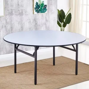 MDF Metal Leg Foldable Round Banquet Tables for Weddings Outdoor Restaurants Hotels Event with EN12520