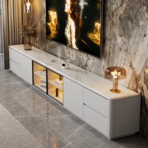 MDF Top TV Stand Modern Minimalist TV Cabinet Media Console Storage for Villa Apartment Hospital Living Room