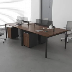 MEKIA Commercial Steel Staff Office Desk Chair Combination Modern Foldable Fireproof Computer Table Screen Workstation 4 seater