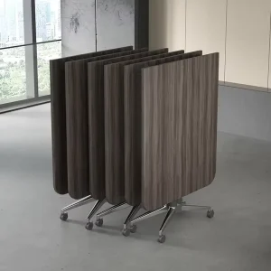 MEKIA Solid Wood Folding Conference Table with Wheels Modern Design Movable Commercial Conference Room Desk 10 Seater