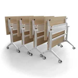 MFC Melamine Metal 6 Person Conference Meeting Table with Castors Durable Ergonomic for Training Room Seminar Use