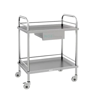 MGE TE24 Stainless Steel Hospital Trolley Medical Cart with Wheels and Drawer Supply Cart for Hospitals