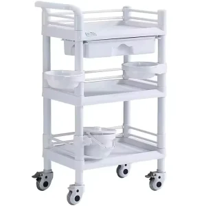 MKR Medical ABS Plastic Medical Cart 3 Layer Instrument Trolley with Drawers