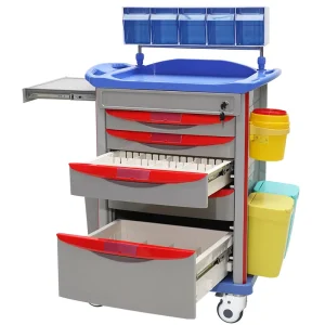 MN AC003 ABS Medical Anesthesia Trolley Custom Hospital Furniture With Central Lock System IV Pole