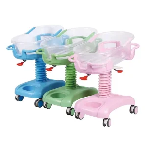 MN CB005 Tilting Hydraulic Hospital Baby Bed with Transparent Basin Anti Reflux Infant Trolley