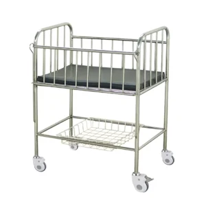 MN CB007 Hospital Grade Stainless Steel Baby Bed Trolley