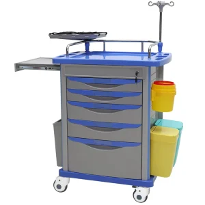 MN EC001 Hospital Emergency Trolley ABS Emergency Cart Medical Trolley with Four Swivel Casters