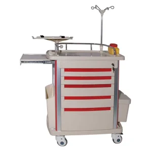 MN EC001R Hospital Use Furniture Medical Emergency Trolley with Multifunctional Socket and Free divided Drawer