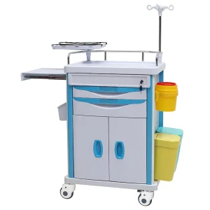 MN EC002 Multifunctional Medical Emergency Trolley with Cabinet, Drawers and Accessories
