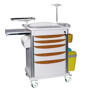 MN EC005 Hospital Furniture Medical Emergency Trolley with Central Locking& Free divided Drawer