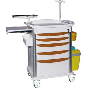 MN EC005 Hospital Use Furniture Medical Emergency Trolley with Central Locking& Free divided Drawer