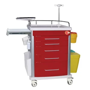 MN-EC007 Factory Supply ABS Hospital Emergency Trolley Medical Medicine Cart with Lockable Drawers