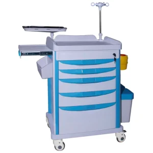 MN EC008 Durable Plastic Medical Cart Emergency ABS Plastic Treatment Trolley for Hospital or Clinic