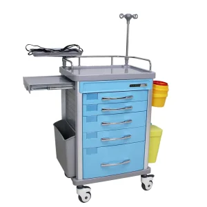 MN EC009 Hospital Equipment Medical Emergency Trolley with Multifunctional Socket& Free-divided Drawer