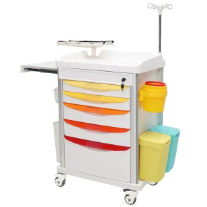 MN EC011 ABS Plastic Medical Emergency Trolley for Ward Resuscitation