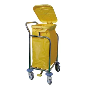 MN LT003 Hospital Stainless Steel Mobile Hamper Laundry Cart Hotel Linen Trolley with Oxford Bag Wheels Cap Price