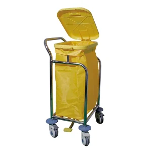 MN LT003 Stainless Steel Frame Mobile Hospital Dirty Linen Transport Trolley