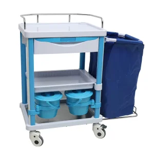 MN LT005 Medical Treatment Trolley Linen Trolley Cart Dirt Trolley with Waterproof Dirt Bag