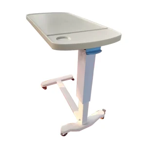 MN OVT001 ABS Material Movable Bedside Over Bed Table Hospital Dining Table with Gas Spring