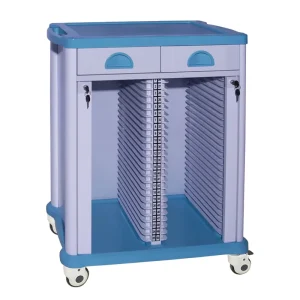 MN PRT004 Patient Record File Holder Trolley 40 Cases Stainless Steel Record Trolley with Two Drawers