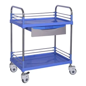 MN SPT002 Medical Steel plastic Trolley with Heightened Fence and Free Divided Drawer