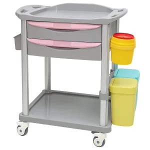 MN TC004 Hospital Furniture Medical Treatment Trolley with Free divided Drawer and Color coded Trash Cans