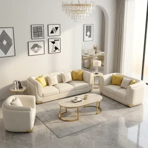 MR Modern Velvet Fabric Leisure Chair Gold Stainless Steel Legs Comfortable Living Room Furniture for Home Villa Apartment Use