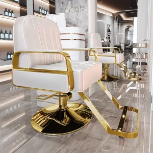 M&S Barber Shop Hair Salon Chair Retro Oil Head Design Durable Lifting Shaving Face Hairdressing Chair Reclining for Hotels