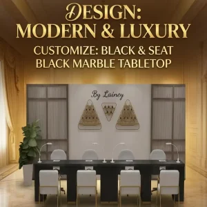 MS Display Luxury Black White MarbleTop Nail Table Waterproof Nail Salon Furniture Durable Customizable for Whole Shop Design