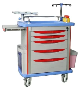 MST-ABS25 Hospital Emergency Nursing Trolley Medical Crash Cart 5-Layer Storage 40 lb Load Capacity Stainless