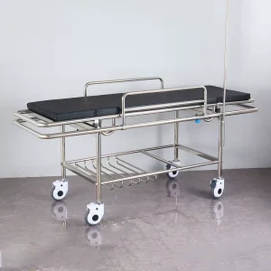 MT MEDICAL Emergency Transport Trolley Stainless Steel Manual Portable Hospital Ambulance Gurney Adjustable Backrest Hydraulic
