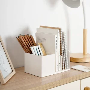 Magazine Holder Desk File Organizer Plastic 3 Compartment File Holder Folder Stand File Divider Document Book Storage Organizer