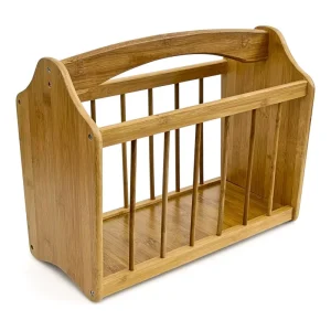 Magazine Rack Made of Robust Bamboo with Handle Space Saving Magazine Rack Stand Holder for Transporting Newspapers Newsletters