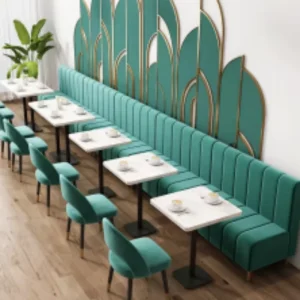 Mall Scandinavian Contemporary Durable Minimalist Modern Wood Dining Restaurant Booth