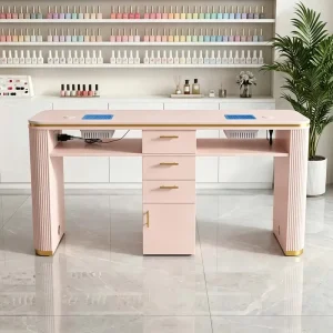 Manicure Nail Table for Two Person Nail Salon Workstation With Drawer Storage Custom Color Beauty Salon Furniture