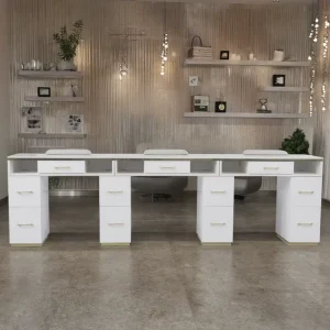 Manicure Table Furniture 3 Persons Seats Salon Equipment Luxury Nail Table With Dust Collector