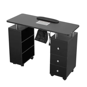 Manicure Table Nail Desk with Drawers and Wheels Salon Beauty Wooden Technician Workstation Nail Art Equipment for Nail Tech