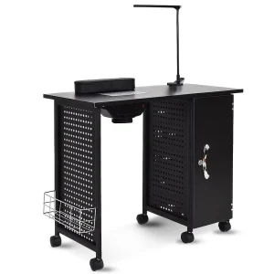 Manicure Table With Ventilation Black Living Room Cosmetic Table Luxury Nail Table Spa Furniture for Beauty Salon