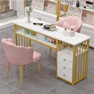 Manicure Table and Chair Set Double Nail Tables Salon Furniture Professional Beauty Station OEM Custom