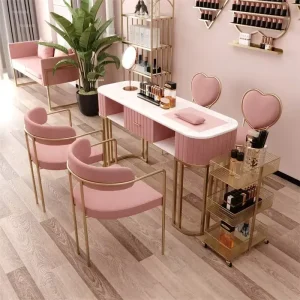Manicure Table and Chair Set Salon Furniture Light Luxury Nail Table Beauty Salon Makeup Table Factory Direct OEM ODM